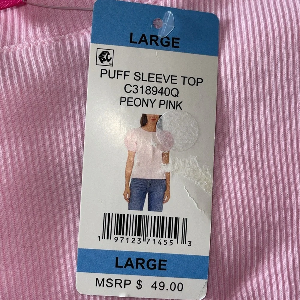 NWT Vince Camuto Pink Blush Ribbed Top.  Size Large - Picture 4 of 5